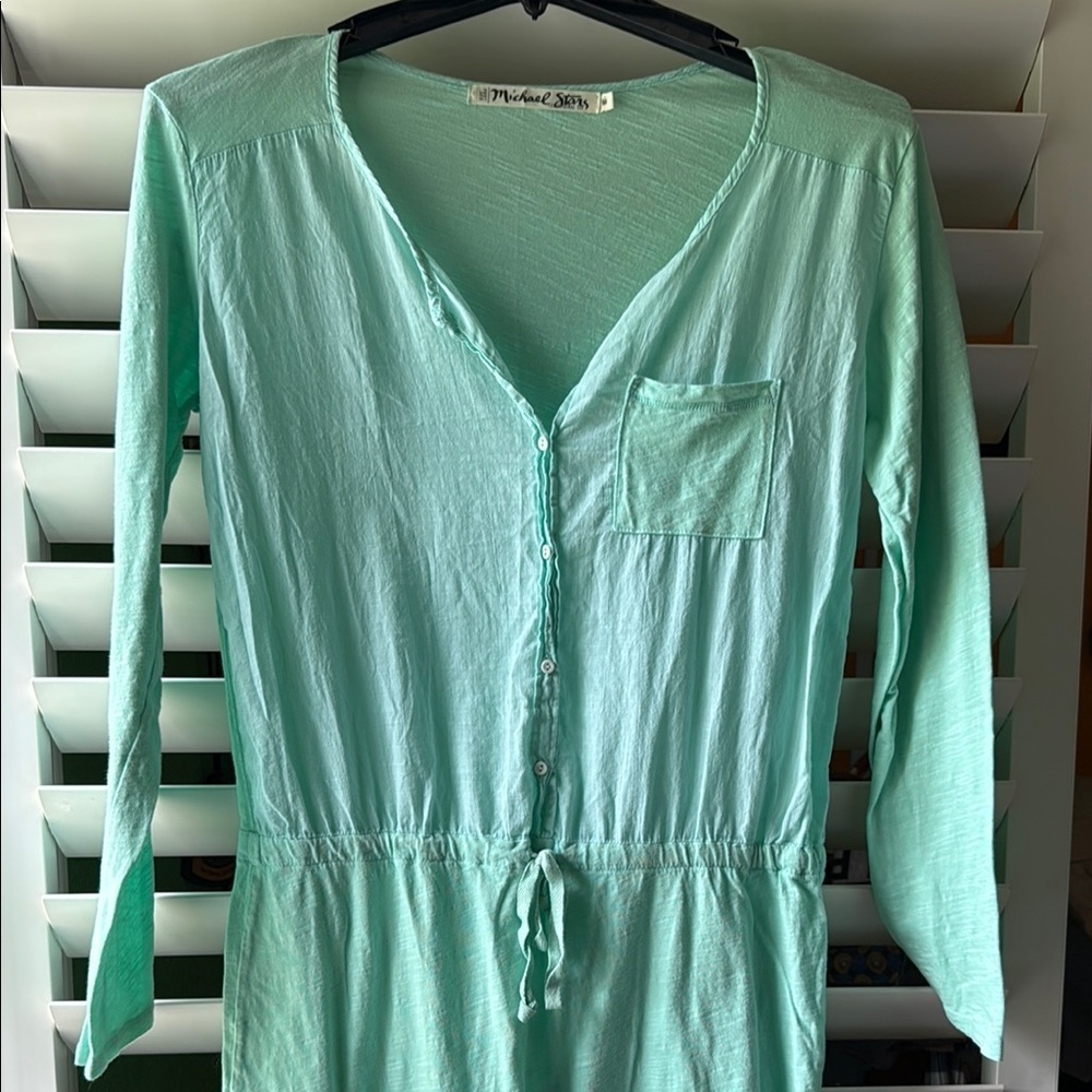 Michael Stars Light Green Drawstring Gauzy Dress Swim Beach Cover up